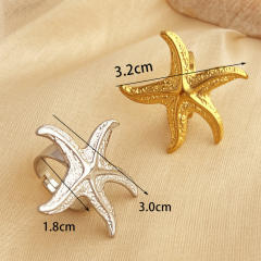 18KG chunky ocean series starfish design stainless steel finger rings