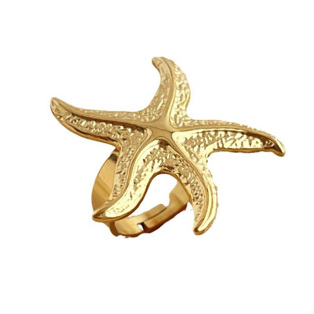 18KG chunky ocean series starfish design stainless steel finger rings