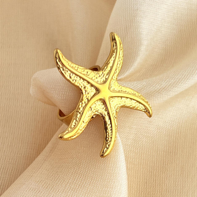 18KG chunky ocean series starfish design stainless steel finger rings