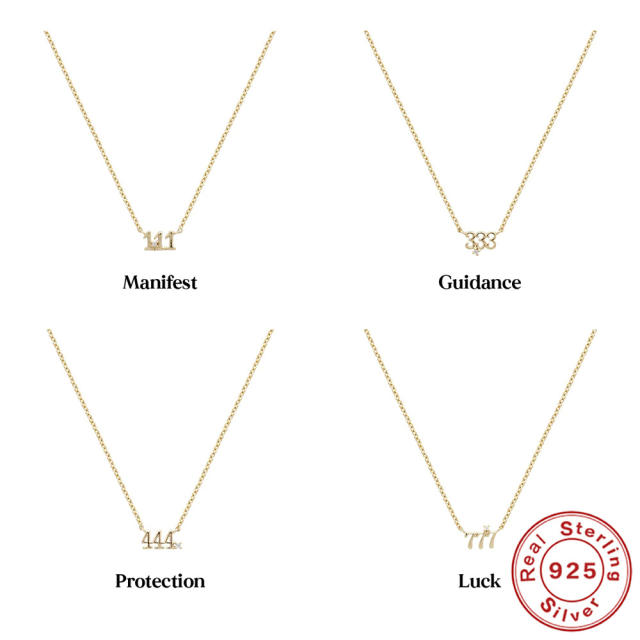 925 sterling silver angel number dainty necklace