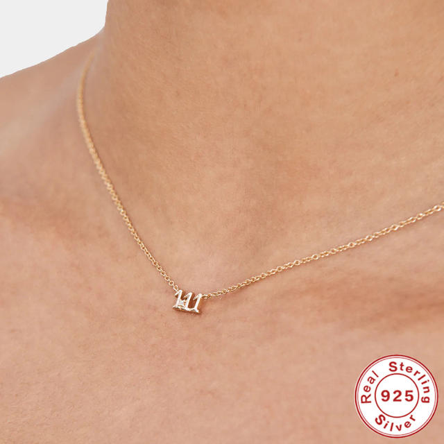 925 sterling silver angel number dainty necklace