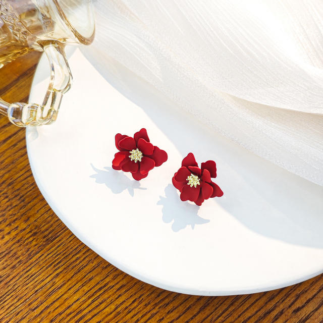 Sweet colorful petal flower studs earrings