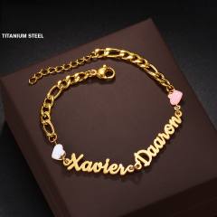 Creative custom name enamel heart stainless steel bracelet
