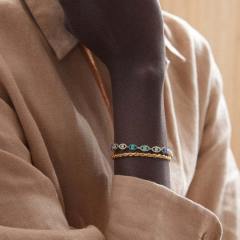 Personality diamond evil eye copper bracelet