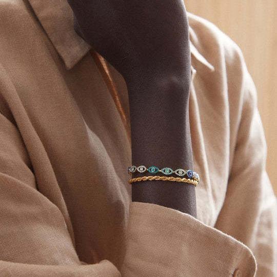 Personality diamond evil eye copper bracelet