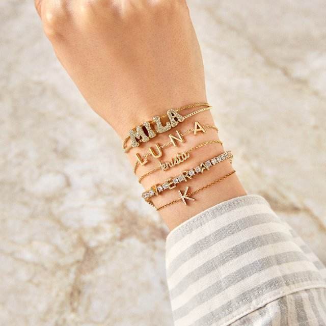 DIY diamond copper initial letter custom bracelet