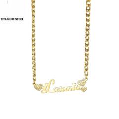Personality diamond heart custom name cuban link chain necklace stainless steel necklace