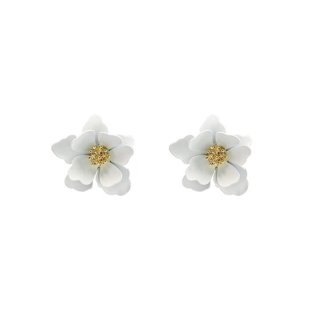 Sweet colorful petal flower studs earrings