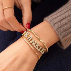 DIY diamond copper initial letter custom bracelet