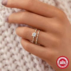925 sterling silver classic diamond wedding rings