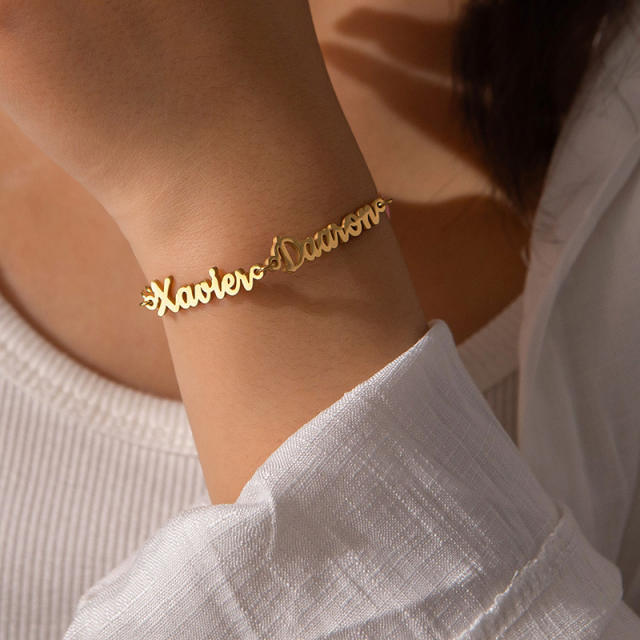 Creative custom name enamel heart stainless steel bracelet