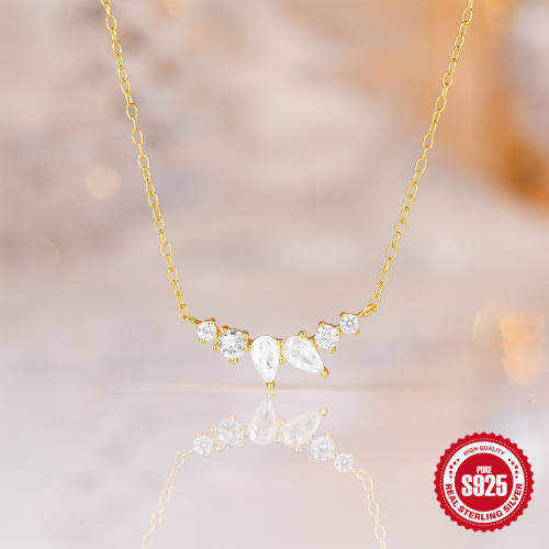 925 sterling silver diamond dainty necklace