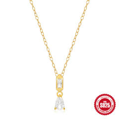 925 sterling silver diamond tiny drop pendant necklace