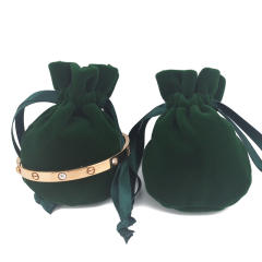 New design velvet material round shape ribbon string bag jewelry bag