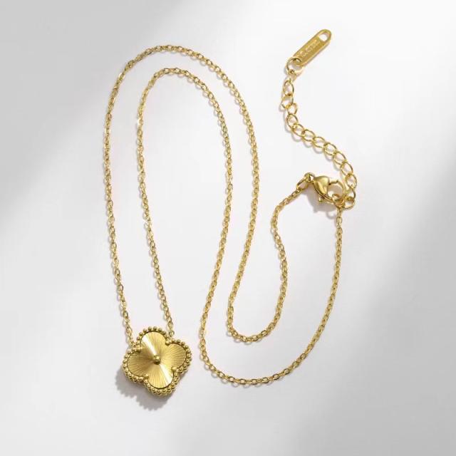 Elegant gold silver color clover design stainless steel necklace set