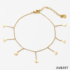 Creative gold color heart butterfly charm stainless steel anklet
