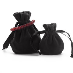 New design velvet material round shape ribbon string bag jewelry bag