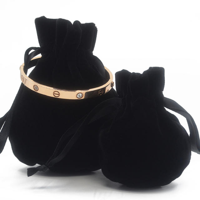 New design velvet material round shape ribbon string bag jewelry bag