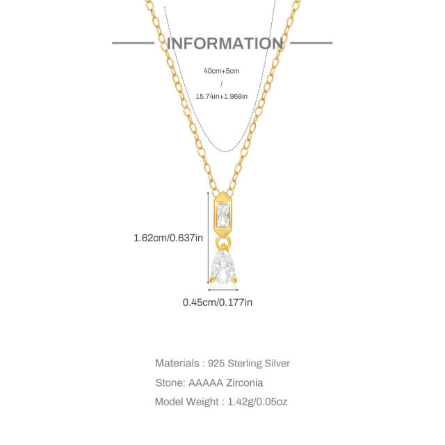 925 sterling silver diamond tiny drop pendant necklace
