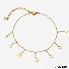 Creative gold color heart butterfly charm stainless steel anklet