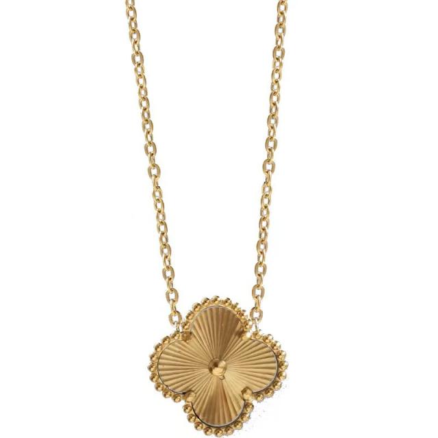 Elegant gold silver color clover design stainless steel necklace set