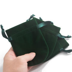 New design velvet material round shape ribbon string bag jewelry bag