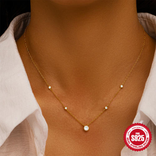 925 sterling silver delicate diamond necklace bezel necklace