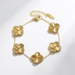 Elegant gold silver color clover design stainless steel necklace set