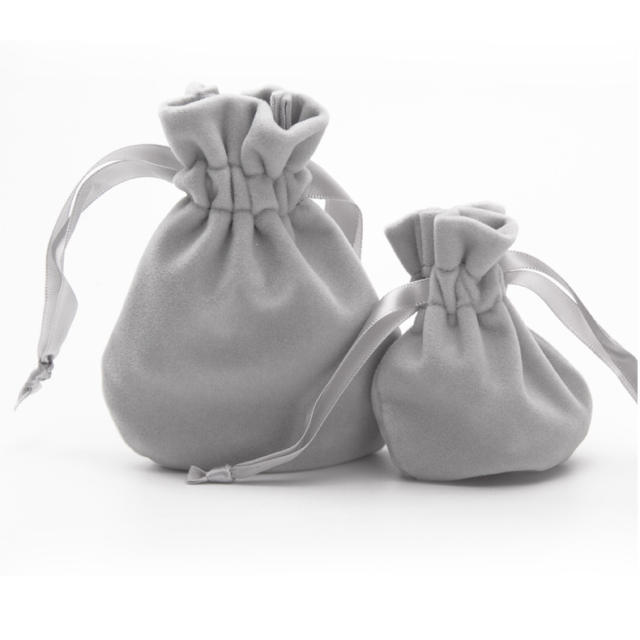 New design velvet material round shape ribbon string bag jewelry bag