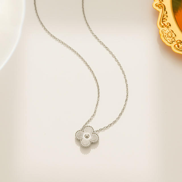 Elegant gold silver color clover design stainless steel necklace set