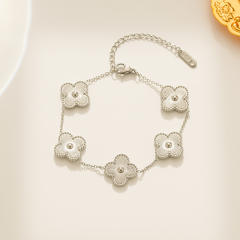 Elegant gold silver color clover design stainless steel necklace set