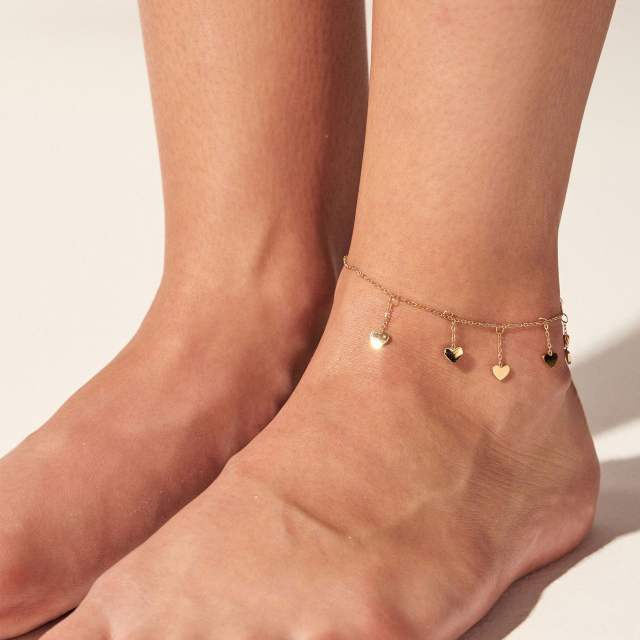 Creative gold color heart butterfly charm stainless steel anklet