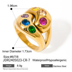 18KG chunky colorful cubic zircon setting stainless steel finger rings