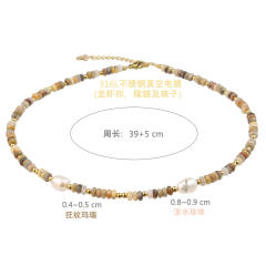 Summer colorful natural stone bead pearl bead choker necklace for women
