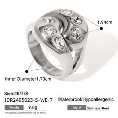 18KG chunky colorful cubic zircon setting stainless steel finger rings