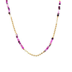 Boho natural stone Purple Agate bead copper bead necklace