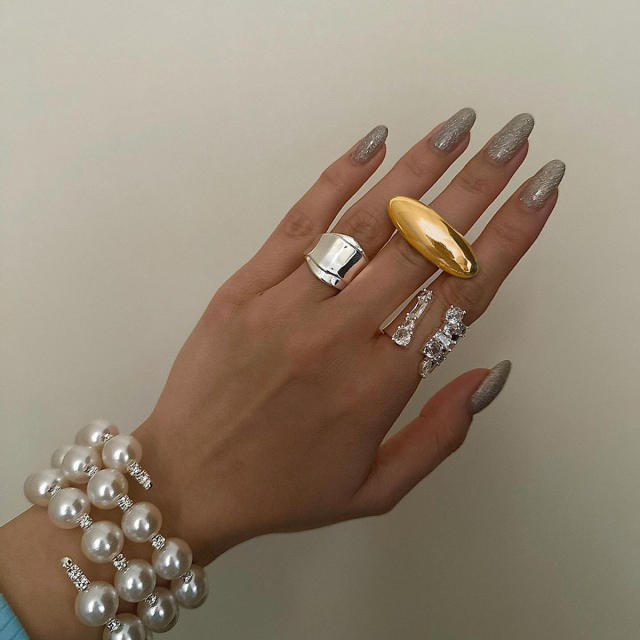 18KG chunky geometric stainless steel finger rings