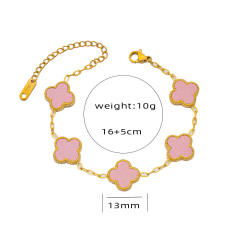 Classic colorful lucky clover stainless steel bracelet