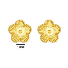 Concise laser plum blossoom gold silver color stainless steel necklace set