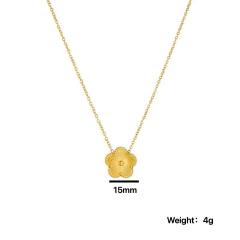 Concise laser plum blossoom gold silver color stainless steel necklace set