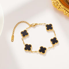 Classic colorful lucky clover stainless steel bracelet