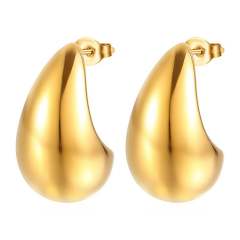 18KG hollow out chunky waterdrop stainless steel earrings collection