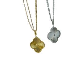 26mm Laser clover pendant stainless steel dainty necklace