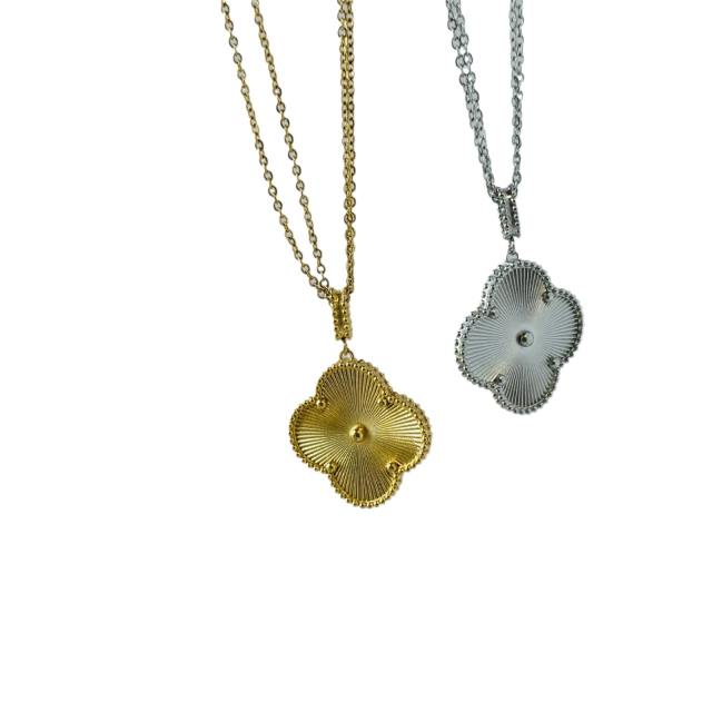 26mm Laser clover pendant stainless steel dainty necklace