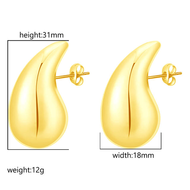 18KG hollow out chunky waterdrop stainless steel earrings collection