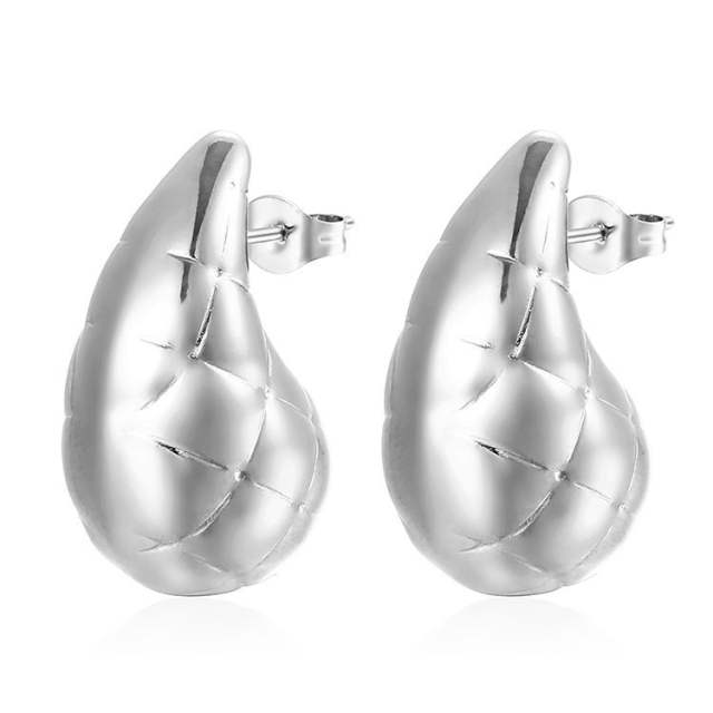 18KG hollow out chunky waterdrop stainless steel earrings collection
