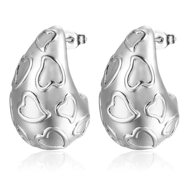 18KG hollow out chunky waterdrop stainless steel earrings collection