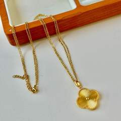 26mm Laser clover pendant stainless steel dainty necklace