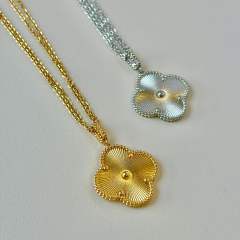 26mm Laser clover pendant stainless steel dainty necklace