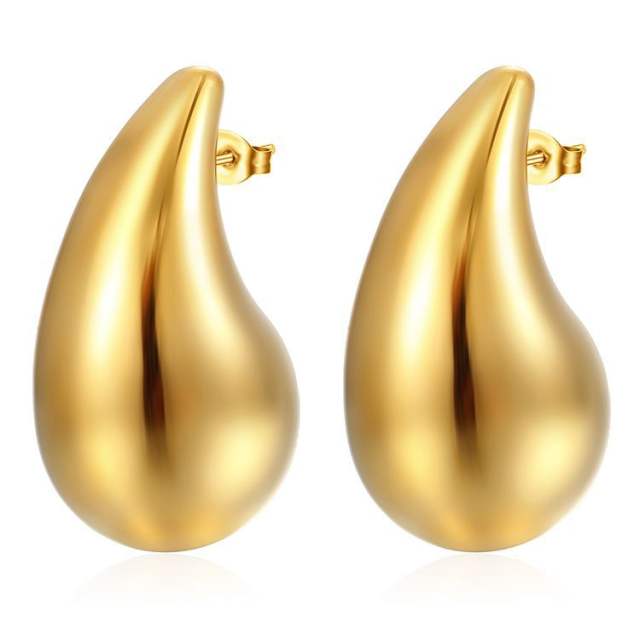18KG hollow out chunky waterdrop stainless steel earrings collection